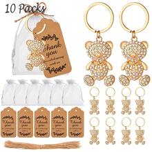 Gold Bear Keychain With Burlap Drawstring Card, Suitable For Wedding, Bride Or Birthday Party Gifts, Souvenirs, Decorations And Memorabilia, Wedding Guest Favors, Wedding Gifts For Guests, Valentine's Day Gifts - Golden Diamond Bear - View 11