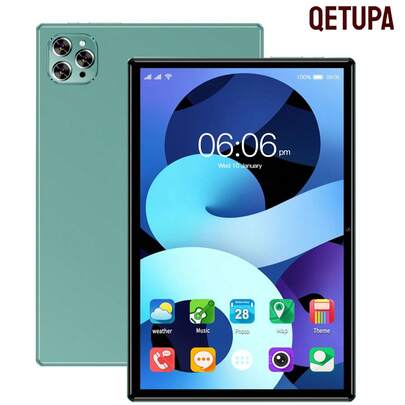 Qetupa 2025款10.1英寸高性能平板电脑，4GB+64GB，Android 14系统，支持802.11ac Wi-Fi，四核MTK 6755 1.3GHz处理器，1280*800 IPS高清大屏，6000mAh电池（不含适配器），支持Widevine L1，2MP前置摄像头，5MP后置摄像头（不支持SIM卡）
