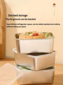 6pcs Stainless Steel Food Storage Container Set With Lids, Kitchen Fridge Organizer Boxes For Home, Outdoor Picnic, Camping, BBQ, Lunch Box With Separate Sauce Compartment, Airtight & Leakproof