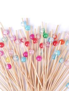 100/200 件闪闪发光的金色鸡尾酒签、仿珍珠食物签和创意艺术牙签、开胃菜签、竹签、花签、食物水果叉、纸杯蛋糕装饰、蛋糕汉堡艺术叉、三明治尖刺、婚礼派对一次性蛋糕甜点棒自助餐纸杯蛋糕、装饰竹签 - 彩色 - 查看 9