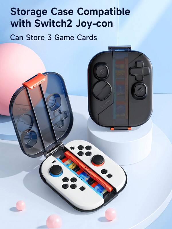 Ayotu Storage Case Compatible With Nintendo Switch2 Joy-Con, Portable Dustproof Protective Box Compatible With New Nintendo Switch2 7.9-Inch Joy-Con In 2025, Portable Joy-Con Travel Carrying Bag, Equipped With 3 Game Card Slots And 1 Lanyard, Adopts A Raised Joystick Design, Which Is Convenient For Storing The Joystick Protective Cover To Prevent The Joystick From Being Damaged