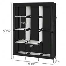 71" Portable Closet Wardrobe Clothes Rack Storage Organizer With Shelf Black/Gray/Blue - màu đen - Xem 8