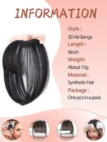 12 英寸黑色发饰 女士长层发饰 合成假发 带刘海的假发 适合稀疏头发的女性 带亮点的纤维假发 女士发夹式刘海假发 适合女孩节日发型 - 彩色 - 查看 10