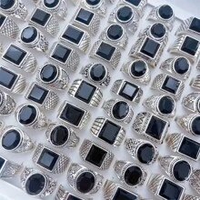 20pcs/Pack Vintage Black Oil Dripped Alloy Rings For Men, Punk Mixed Style Rings Suit For Couples, Parties, Weddings, Daily Wear, Fashion Jewelry Gift, Randomly Shipped