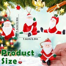 CXRYLZ-FUR 4 Stück Weihnachtsmann Baumschmuck Weihnachten, 3D Harz Weihnachtsbaum Anhänger, Christbaumschmuck, Kleine Süße Bastelfigur für Weihnachtsanhänger (Altes Yoga)