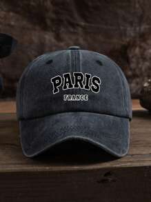 1pc Unisex Outdoor Casual Fashion PARIS Print Slogan Soft Adjustable Size Baseball Cap, Suitable For Daily Wear