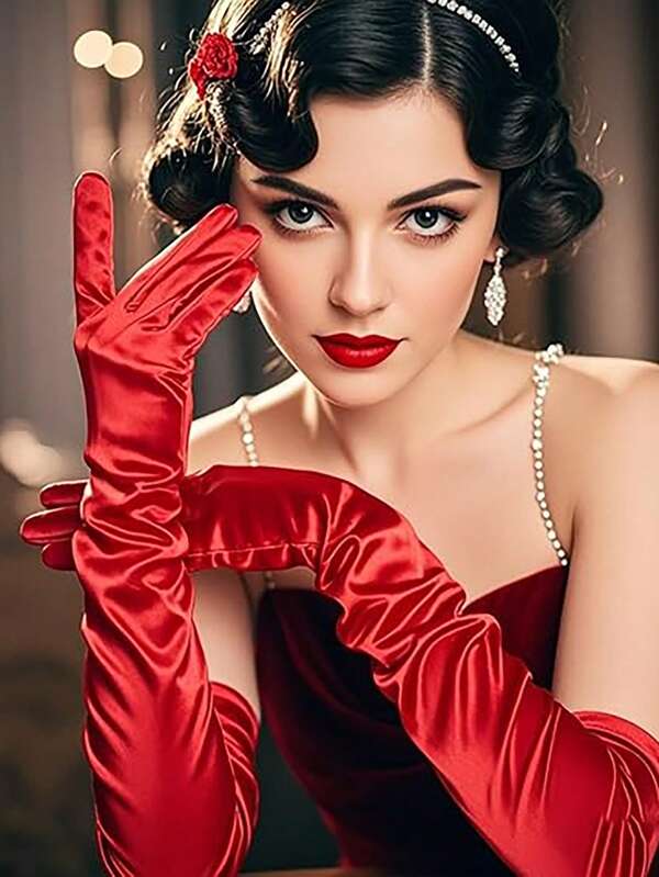 Un par de guantes largos de ópera, elaborados en satén y que se remontan a la década de 1920, sirven como accesorios elegantes para eventos de disfraces, vestimenta formal de noche y fiestas temáticas, incluidos los encuentros de juego de roles y las celebraciones de bodas. Halloween