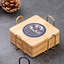 Coaster Holder, 1pc 2.17"-Iron MetalCoaster Storage Rack For Both Round AndSquare, Holds 4-6 Coasters (Gold)