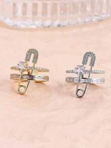 1pc Stylish Synthetic Cubic Zirconia Star Design Brooch Ring