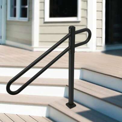 1-3 Steps U-Shaped Handrails, 28inch Length Straight Tube Handrails, Sturdy Wall Mount Handrail, Safety Grab Bars, Anti-Slip Handrails, Door Safety Armrest, For Garden, Yard, Garage Interior