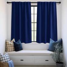 Local Delivery Black Blackout Curtains 63 Inch Length, Room Darkening Thermal Insulated Noise-Reducing Black Out Curtains For Bedroom Living Room Windows, Back Tab Rod Pocket, W52 X L63 Inches, 2 Panels - Navy - 查看 7