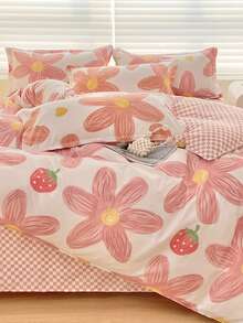 四件套（1件被套+1件床单+2件枕套）柔软磨毛宿舍床上用品套装，适用于宿舍双层床，四季皆宜，亲肤透气，360°防滑包裹，不含荧光增白剂，可水洗，不易褪色，抗菌，保暖。