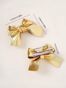 Set de 2 pinzas para el cabello de niña con lazo dorado con brillo, lazos de tela adorables y sencillos, apropiados para la vida diaria o fiestas, accesorios para estudiantes de vuelta a clases