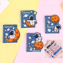 4 piezas de Cuaderno espiral mini con tema de astronauta/espacio, color aleatorio