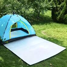 1pc Aluminum Foil Mat With Storage Bag - High Quality Portable Rectangular Cover For Camping, Beach Tents And Picnics - Protects Against Water, Mud & Dirt - Ideal For 4 Person Outdoor Adventures, Picnic Essentials, Glossy Surface, Durable Design