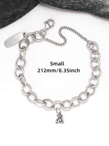 1pc Simple Unique Elegant 925 Sterling Silver Bracelet Embellished With Stuffed Teddy Bear Pendant Style Forged Link Charm Bracelet DIY Pendant Women Fine Jewelry Gift