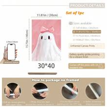 1pc, Canvas Wall Art, Framed Art Decor, Waterproof, Vintage Pink Bow Spooky, Halloween Children's Room Decor, Spooky In Pink Bathtub, Edgy Fashion Home Decor, Cute And Charming Spooky Paintings, Fall Decor, Halloween Decor, Room Decor, Dorm Room Decor, Bedroom Home, Wall Decor, Back To School Decor, School Dorm Decor, Bathroom Decor