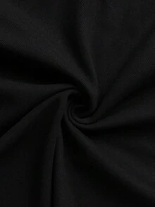 1 件男士休闲纯色印花纽扣领长袖 Polo 衫，适合春秋季节 - 黑色 - 查看 7