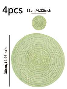 1/4/6/12 件新鲜绿色编织圆形餐垫餐桌装饰，防滑杯垫，适用于家庭厨房，适合节日、派对、生日、婚礼、晚宴