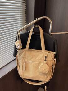 2 piezas Bolso de mano de unicolor de moda casual con monedero, de gran capacidad, adecuado para universidad/aula universitaria/ir al trabajo/festivales/vacaciones, para mujeres, principiantes y trabajadores de cuello blanco, chicas, estudiantes universitarias, damas, mujeres
