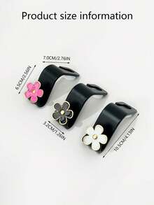 2pcs Triple-Color Metal Flower Single Hook Hanging Vehicle Seat Back Storage Hooks, Car Interior Organization - Black - View 5