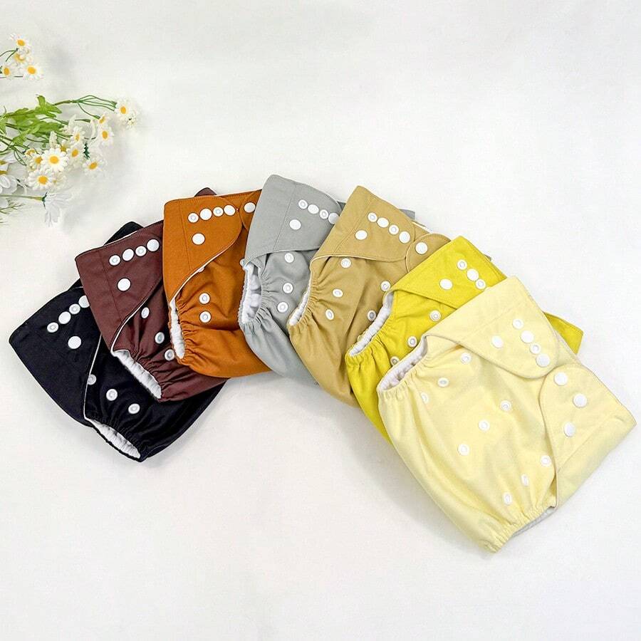 1/7pcs Reusable & Washable Cloth Diaper Pants, Soft Thermal Lined, Breathable Baby Diaper Pants, Training Pants