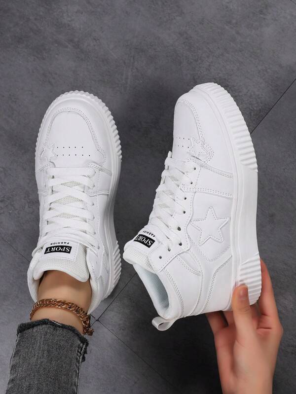 New Version Couple's Canvas Sneakers, Breathable Lightweight Casual Small White Shoes, Student Style Korean Fashion Lace-Up Thick Sole Shoes