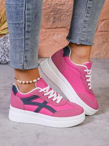 2025 New Women Retro Yellow Thick Sole Platform Sneakers, Fashionable Versatile Casual Shoes With Increased Height