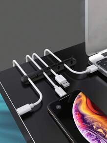 1-5pcs Cable Clips, Silicone Self-Adhesive Cable Management Wire Organizers Holder For Desk USB Charging Cord, Nightstand Power Cord, Mouse Cable, PC Office Home