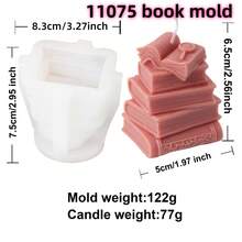 Stampo in silicone per candele a forma di libro 3D, stile artistico, per stampi in gesso, resina epossidica, decorazioni da libreria, forniture per la realizzazione di decorazioni da studio - Bianco - Visualizzare 9