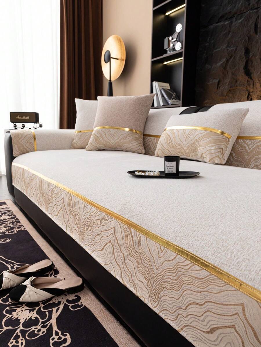 1 bucată husă de pernă de canapea în stil european, design minimalist de lux, anti-alunecare, anti-praf, anti-zgârietură, decor pentru dormitor, sufragerie, birou, studiu, potrivit pentru toate anotimpurile