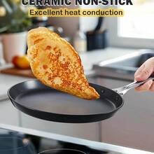 Crepe Pan Hard Anodized Ceramic Nonstick Pancake Pan, 10.5-Inch Griddle Dosa Tawa Tortilla Skillet Pan Induction Cookware, Black - Multicolor - View 4