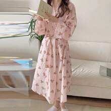 1pc Women Bathrobe, Lightweight Quick Dry Coral Fleece Absorbent Soft Bath Robe, Suitable For Sauna, Beach, Pool, Bathroom