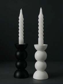 1 pieza Juego de portavelas de resina abstracto moderno - Soportes escultóricos para velas rectas en negro y blanco, decoración elegante para el hogar para la mesa del comedor, el dormitorio, la boda o como regalo