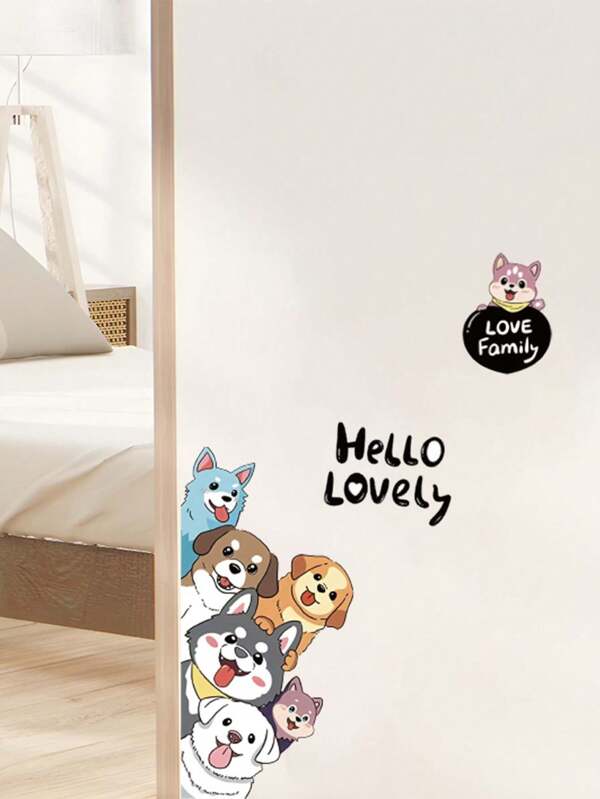 1pc Wall Stickers Cartoon Cute Puppy Stickers 23.6*14.6 Inches Waterproof Dustproof PVC Stickers Materials Removable Wear-Resistant Self-Adhesive Easy-To-Tear Stickers Suitable For Wall Decoration Bedroom Living Room Home Decoration Self-Adhesive Wall Stickers Home Decoration Make Your Life A New Look Holiday Decoration Stickers Birthday Graduation Gifts Room Decor Personalised Stickers