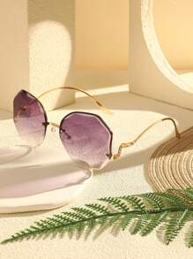 1 Paar großer Rahmen Metall Boho geometrische Brille mit Farbverlauf für Frauen, modisch für Sommer Party Geburtstag, geeignet für Party, Geburtstagsfeier, Reisen, Autofahren, Strandurlaub, Feiertage, Frauenzubehör