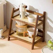 1pc Imitation Rattan Cup Holder, Double-Layer Desktop Water Cup Holder, Dormitory Kitchen Organizing Rack