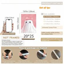 1pc, Canvas Wall Art, Framed Art Decor, Waterproof, Vintage Pink Bow Spooky, Halloween Children's Room Decor, Spooky In Pink Bathtub, Edgy Fashion Home Decor, Cute And Charming Spooky Paintings, Fall Decor, Halloween Decor, Room Decor, Dorm Room Decor, Bedroom Home, Wall Decor, Back To School Decor, School Dorm Decor, Bathroom Decor