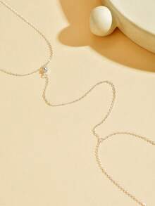 1pc Sexy European & American Style Fashion Simple Elegant Inlaid Plastic Diamond Single Layer Body Chain Necklace, Suitable For Women Party Or Beach Vacation Wear - Silver - View 4