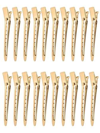 20pcs Assorted Duck Clip Bantoye Anti-Rust White K-Color Metal Alligator Hair Clips With Holes, Suitable For Hairstyling, Hair Coloring, Silver Styling (Unisex), Hair Accessories, School Supplies