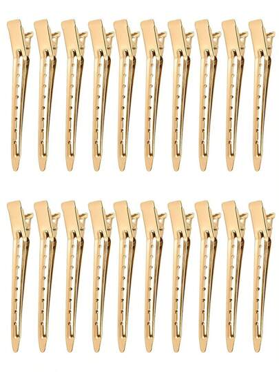 20pcs Assorted Duck Clip Bantoye Anti-Rust White K-Color Metal Alligator Hair Clips With Holes, Suitable For Hairstyling, Hair Coloring, Silver Styling (Unisex), Hair Accessories, School Supplies