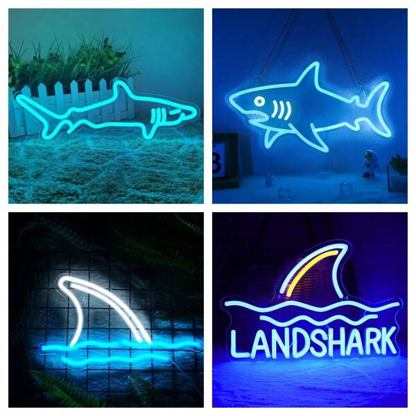 Enseignes au néon Riakrum Shark LED, décoration murale, lumières néon de requin en acrylique alimentées par USB, veilleuse pour chambre, salle, boutique, hôtel, bar, décoration de fête, fournitures d'art mural, cadeaux d'anniversaire