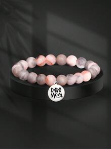 1Pc Cute Bracelets Dog Mom With Gift Card, Adorable Engraving Gift For Dog Lovers, Celebrations Dog Lover Birthday, Thanks You Gift, Durable Elastic Design, Ideal For Any Occasion