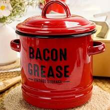 Enamel Oil Can Set, Large Capacity Seasoning Jar, Oil Bottle Filter, Food Preservation Storage Can, Bacon Oil Can, Can Withstand High Temperatures And Be Placed Directly Over Fire, Outdoor Cooking Gear, Perfect For Handmade Gifts - Blue - View 6