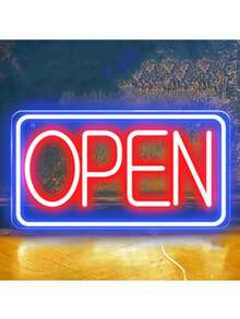 1ps LED OPEN 霓虹灯，USB 供电霓虹灯，适用于俱乐部、商务餐厅、咖啡厅、多用途装饰壁挂灯 - open - 查看 9