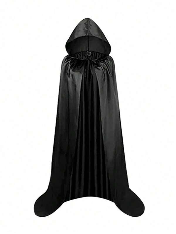 1 قطعة رداء كاب بغطاء من البوليستر الأسود الصلب بطول 90/120 سم، مناسب لحفلات الهالوين والحفلات الراقصة