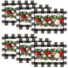 4/6 Stücke Weihnachtsbaum Tischsets, mit roten, weißen und karierten Mustern, robustes Material, geeignet für Küche, Esszimmer, Innen-/Außen Feiertagsdekoration, Thanksgiving und Weihnachten