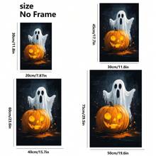 1 Piece,Orange Pumpkin Ghost's Halloween, Vintage Frameless Art Decoration Painting, Printed Posters Mural, Waterproof Canvas,Suitable For Home, Office, Bedroom, Living Room, Study, Bathroom, Bar, Wall Arts And Home Decoration, Is An Ideal Holiday Gift Halloween Decor Fall Decor Room Decor