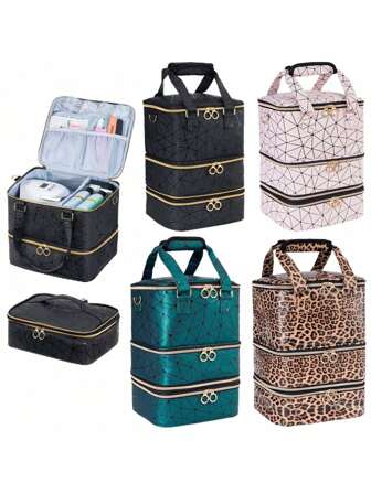 Stylish Nail Polish Organizer Bag Holds 60 Bottles Of Nail Polish And Nail Light, Gel Nail Polish Organizer Bag And Storage Box, Nail Tools, Nail Kit Supplies Organizer Box, PU Leather Nail Light Kit Supply Organizer Bag Travel, Double Nail Organizer And Organizer Box With Bracket And Shoulder Strap, Ideal Gift For Friends, Girlfriends, Family. Suitable For Travel And Going Out. Household Necessities, College Dorm Necessities. Makeup Bag Makeup Bags Makeup Organizer Make Up Organizer Makeup Storage