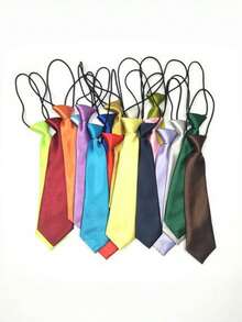 1pc Kids' Solid Color Pre-Tied Necktie, Elastic Band Necktie For School, Performance, Party, Suitable For 3-16 Years Old, Daily & Holiday Wear